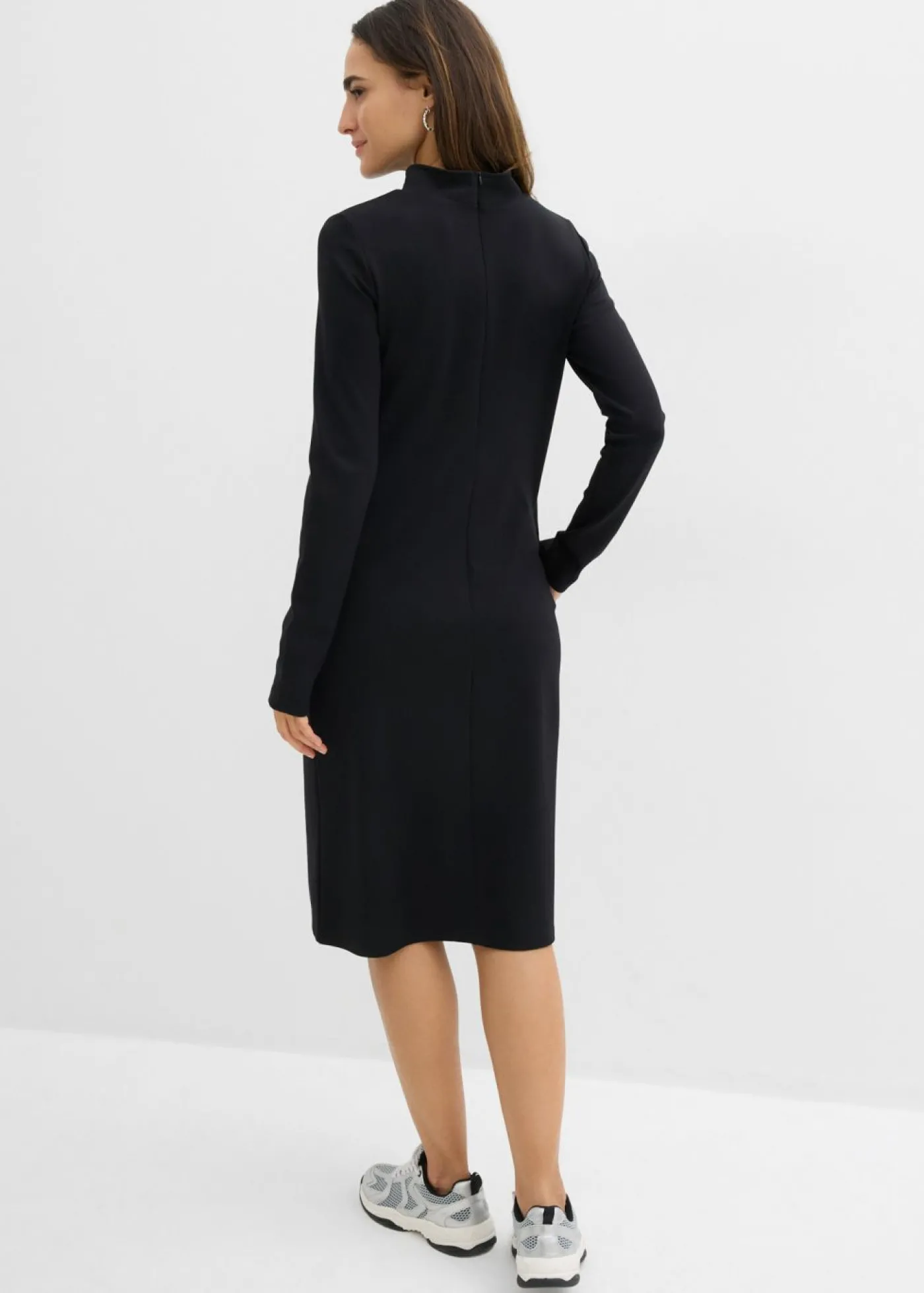 bonprix bonprix Vestido Punto di Roma con cuello alto Negro Outlet