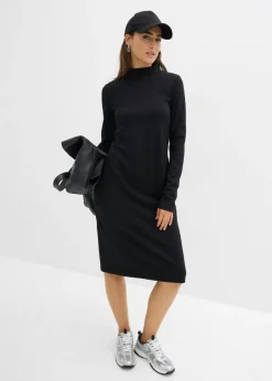 bonprix bonprix Vestido Punto di Roma con cuello alto Negro Outlet