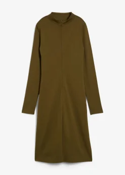 bonprix bonprix Vestido Punto di Roma con cuello alto Oliva Outlet