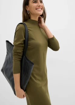 bonprix bonprix Vestido Punto di Roma con cuello alto Oliva Outlet