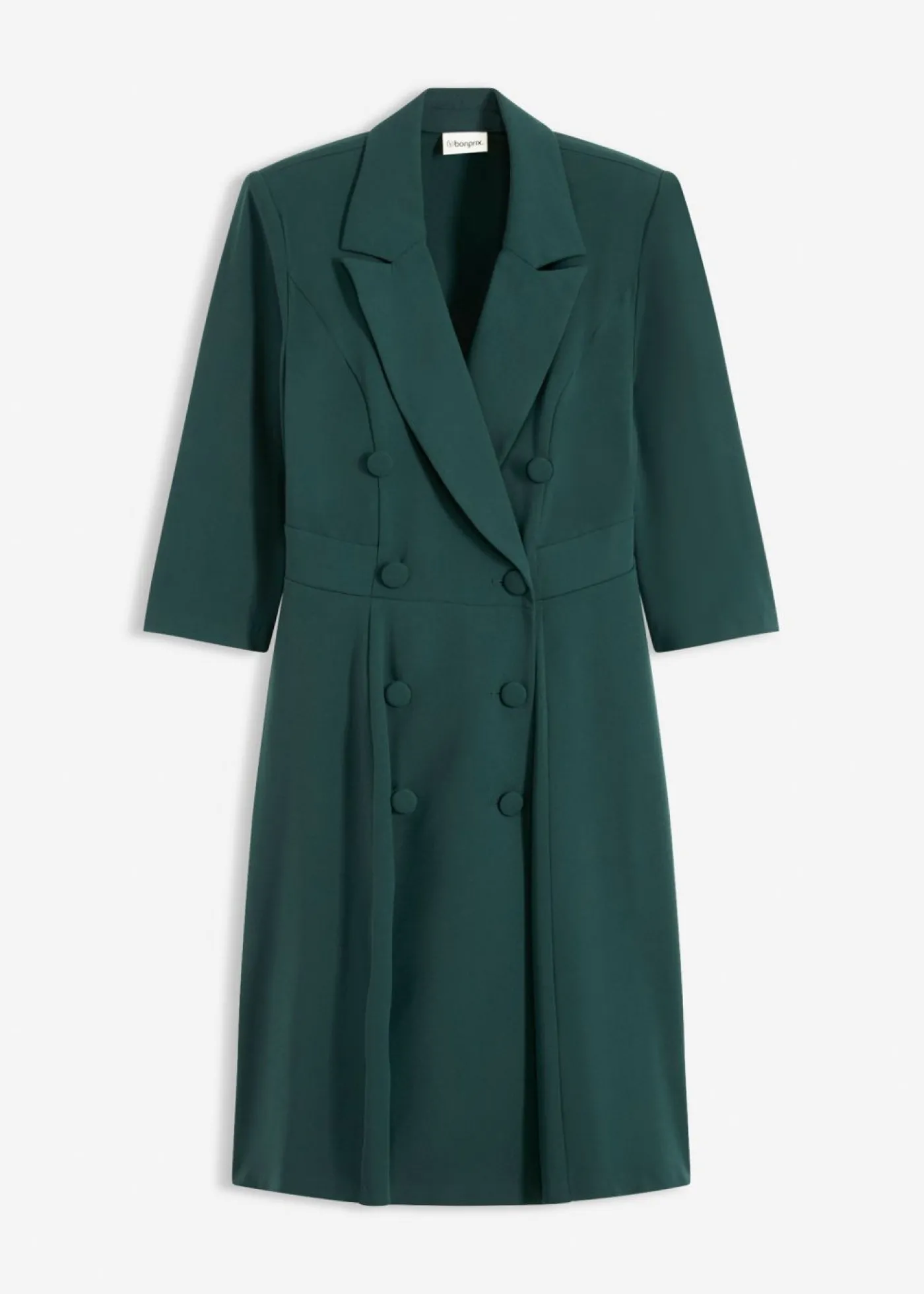 bonprix bonprix Vestido tipo americana con falda acampanada Verde intenso Online