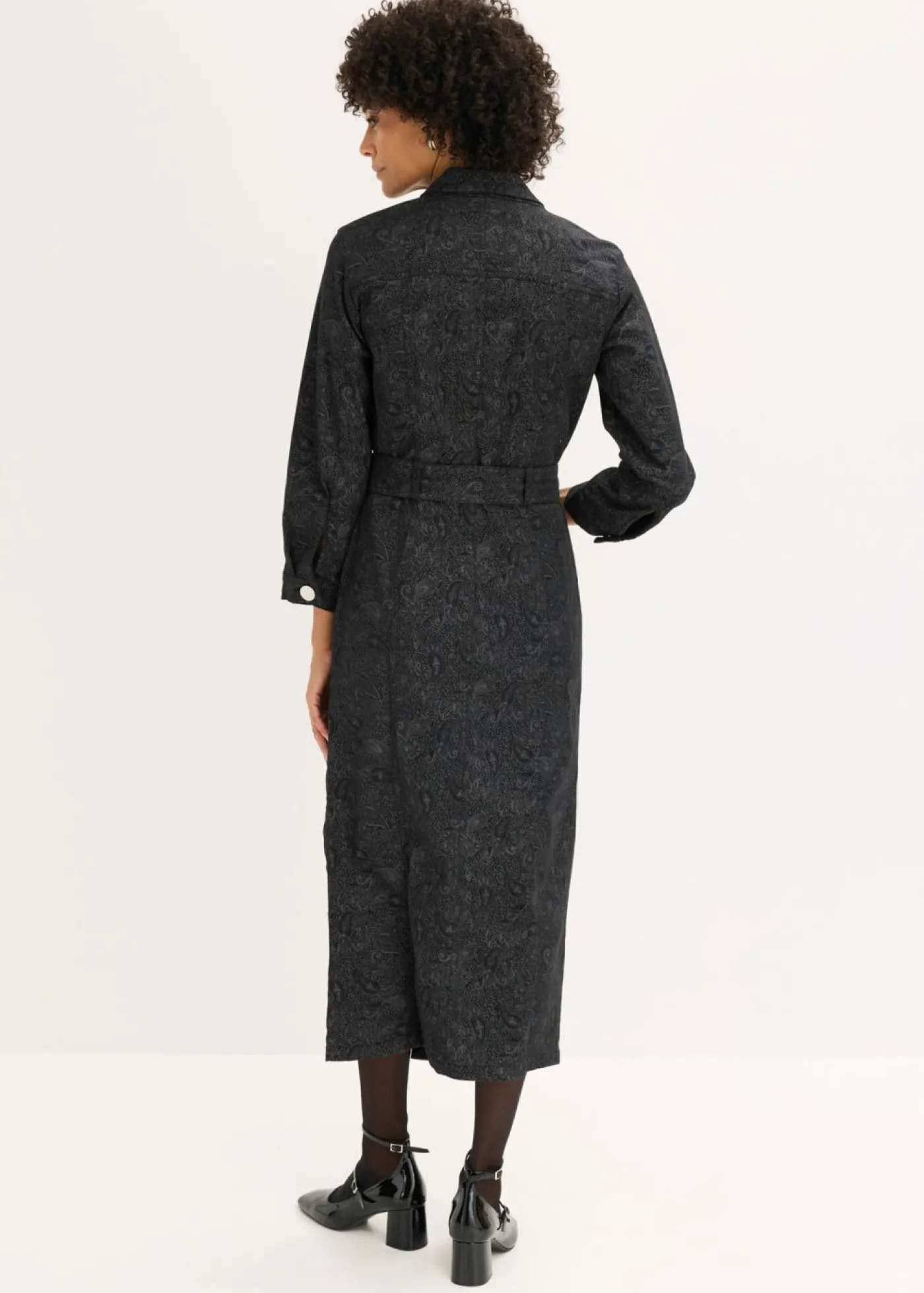 bonprix bonprix Vestido tipo americana con falda acampanada Negro + gris ahumado Outlet