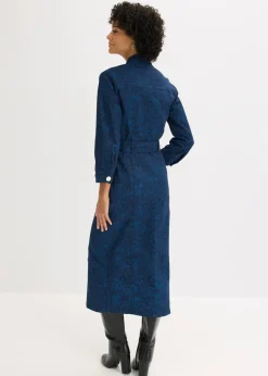bonprix bonprix Vestido tipo americana con falda acampanada Azul marino-índigo claro Outlet