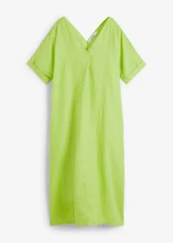 bonprix bonprix Vestido tipo caftán de lino puro Verde lima New
