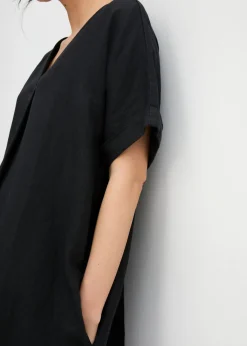 bonprix bonprix Vestido tipo caftán de lino puro Negro Sale