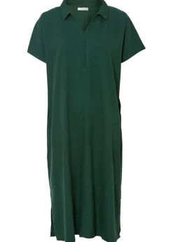 bonprix bonprix Vestido tipo caftán de mezcla ligera de viscosa y lino Verde oscuro Clearance