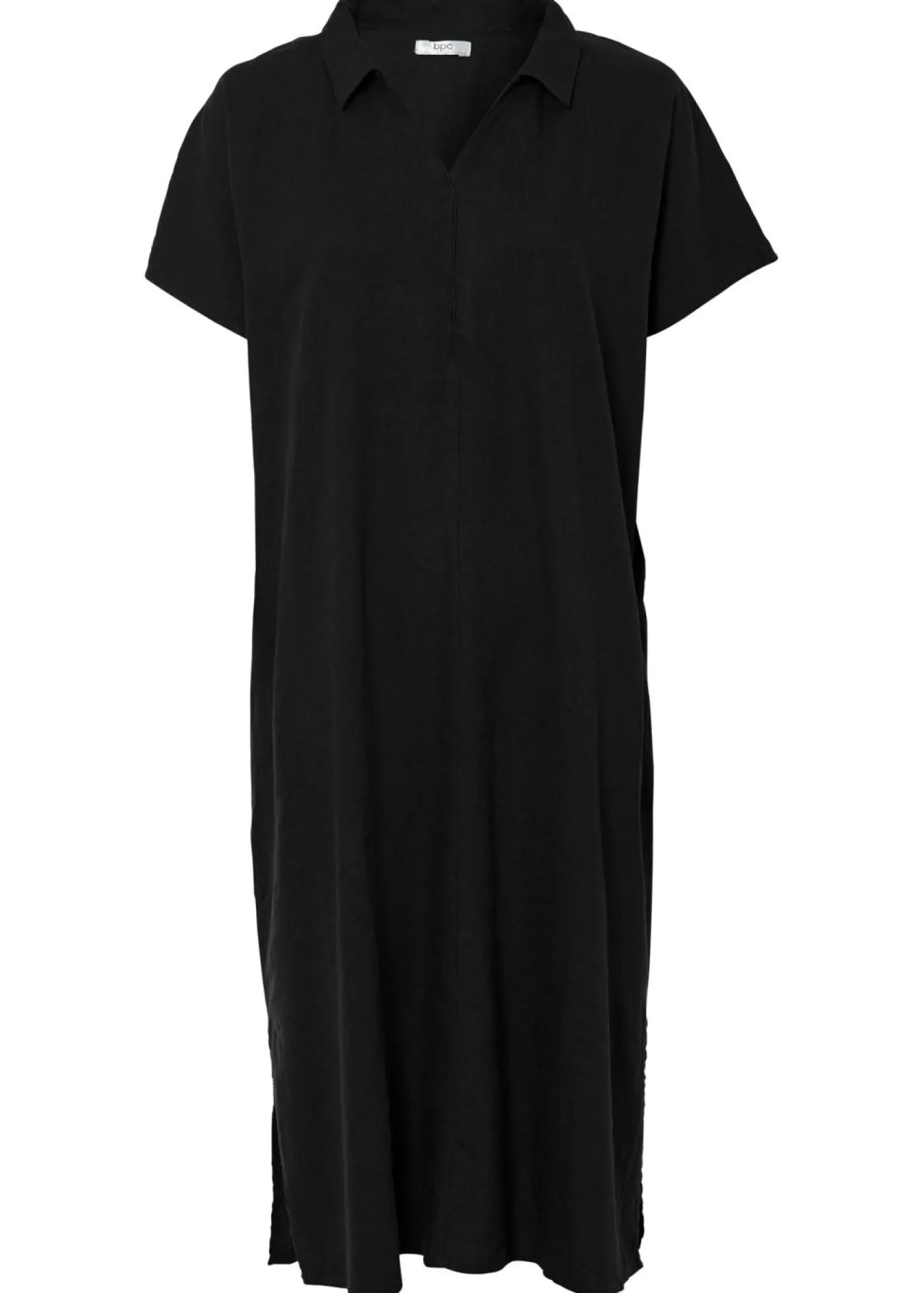 bonprix bonprix Vestido tipo caftán de mezcla ligera de viscosa y lino Negro Outlet