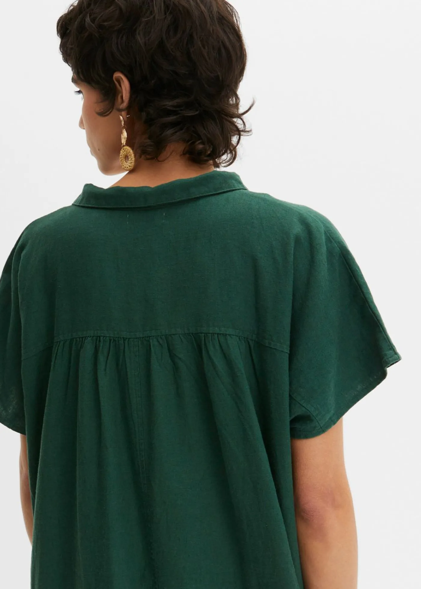 bonprix bonprix Vestido tipo caftán de mezcla ligera de viscosa y lino Negro Outlet