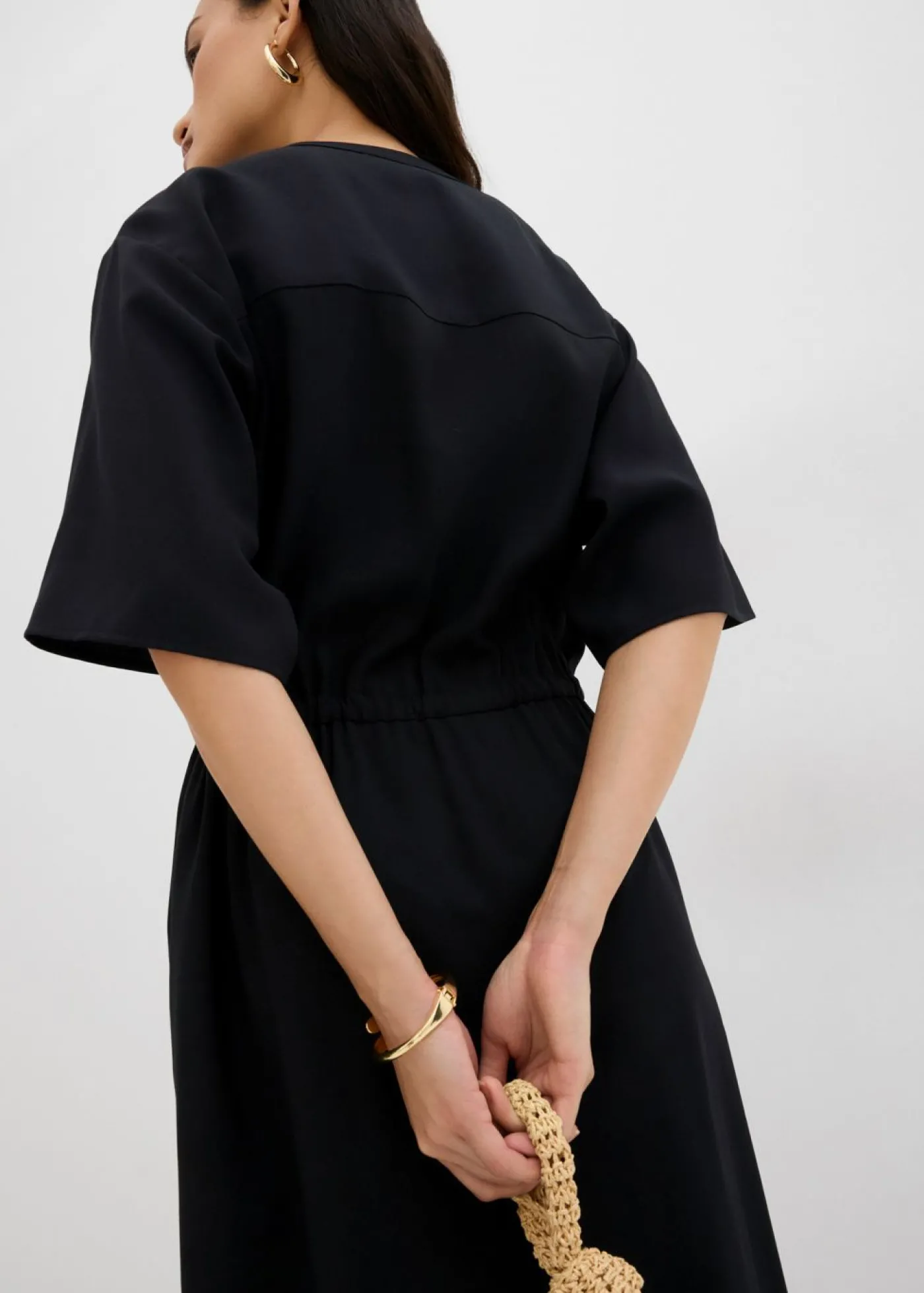 bonprix bonprix Vestido tipo caftán de viscosa fina Negro Best