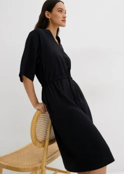 bonprix bonprix Vestido tipo caftán de viscosa fina Negro Best