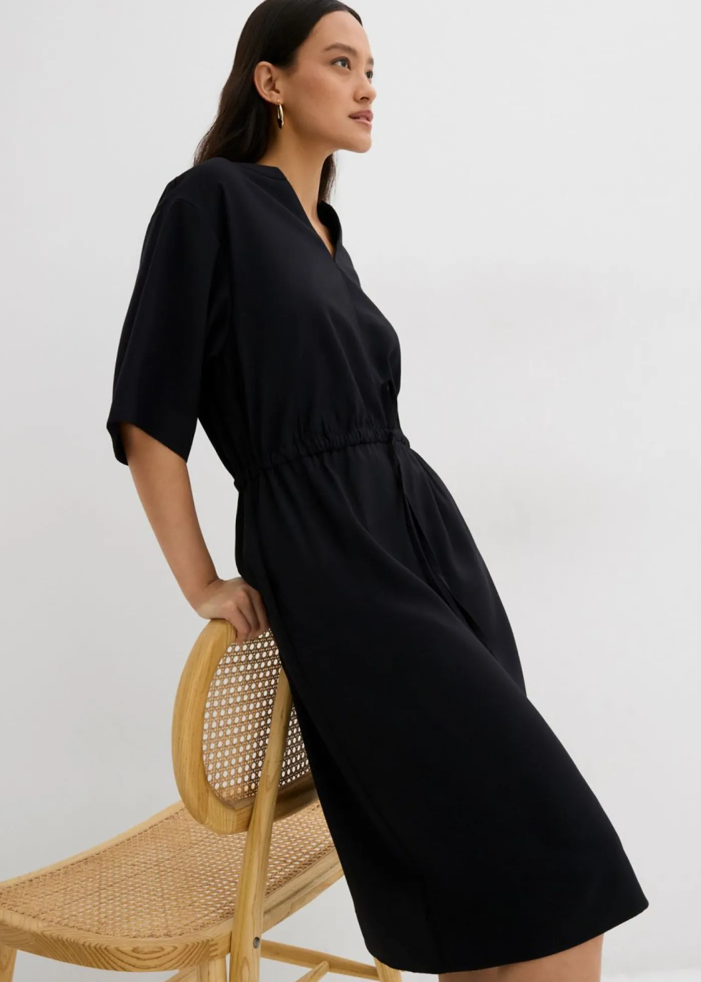 bonprix bonprix Vestido tipo caftán de viscosa fina Negro Best