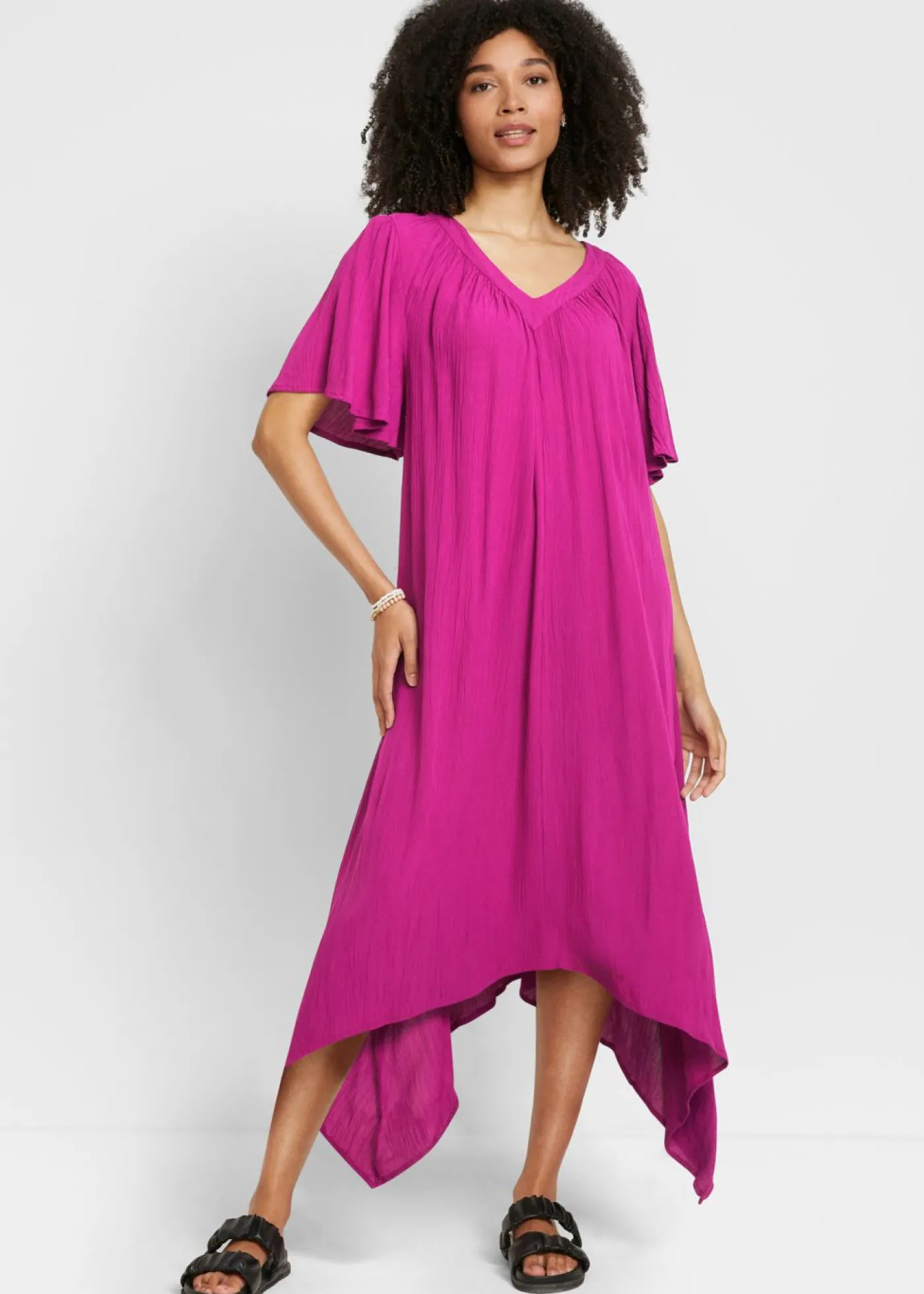 bonprix bonprix Vestido tipo caftán en tejido de crepé orquídea púrpura Sale