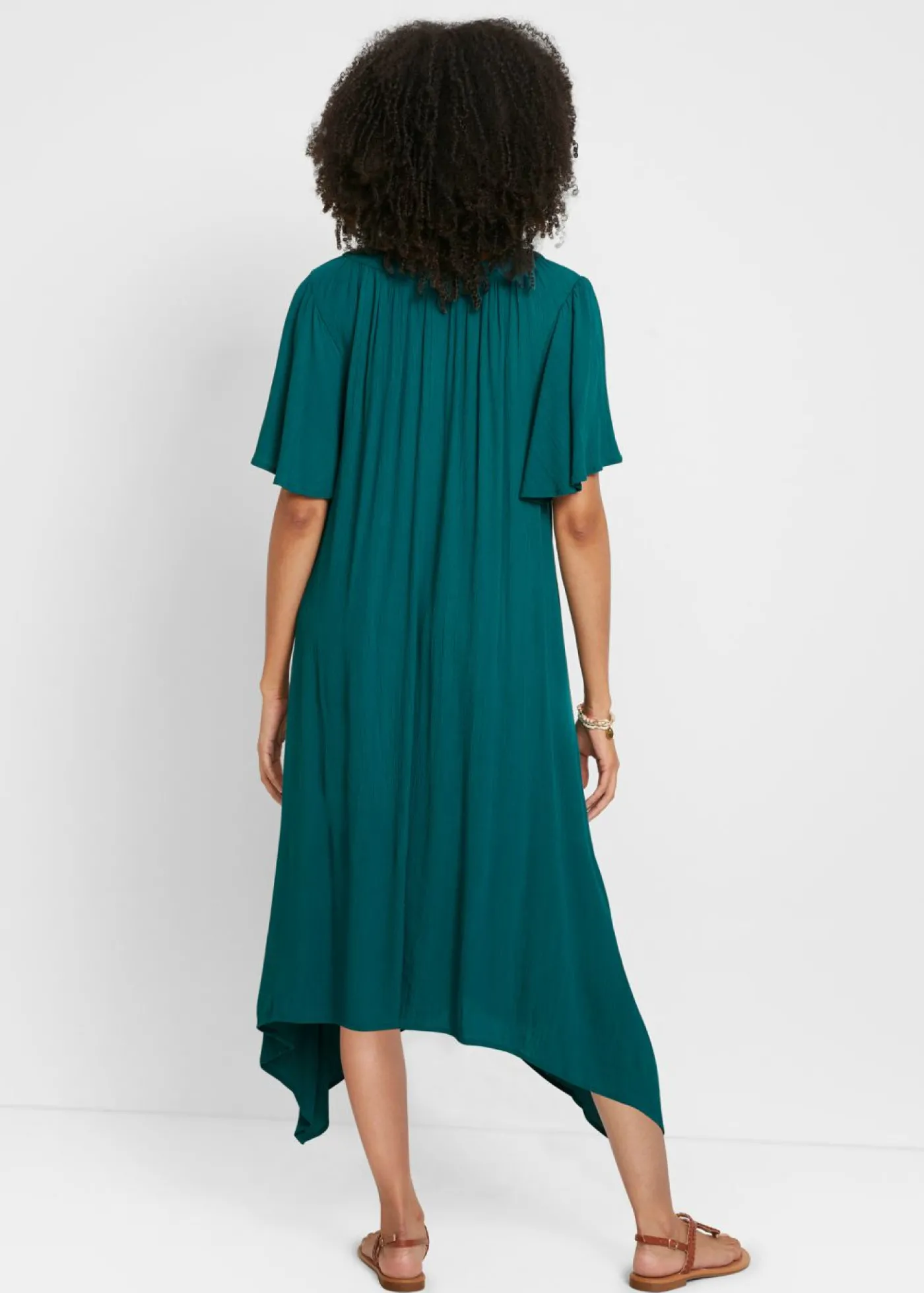 bonprix bonprix Vestido tipo caftán en tejido de crepé Azul petróleo Hot