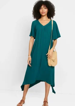 bonprix bonprix Vestido tipo caftán en tejido de crepé Azul petróleo Hot