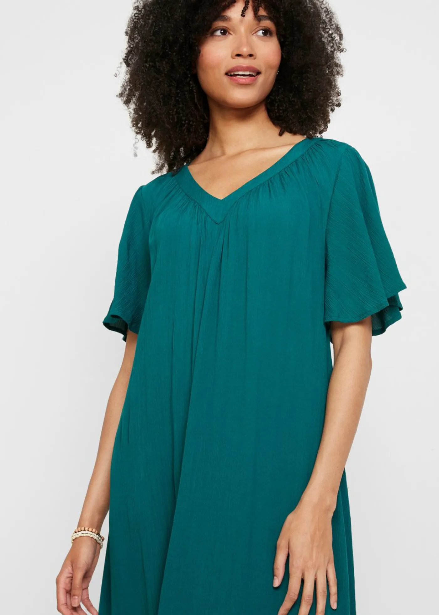 bonprix bonprix Vestido tipo caftán en tejido de crepé Azul petróleo Hot