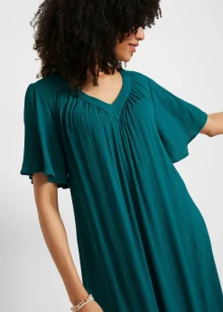 bonprix bonprix Vestido tipo caftán en tejido de crepé Azul petróleo Hot