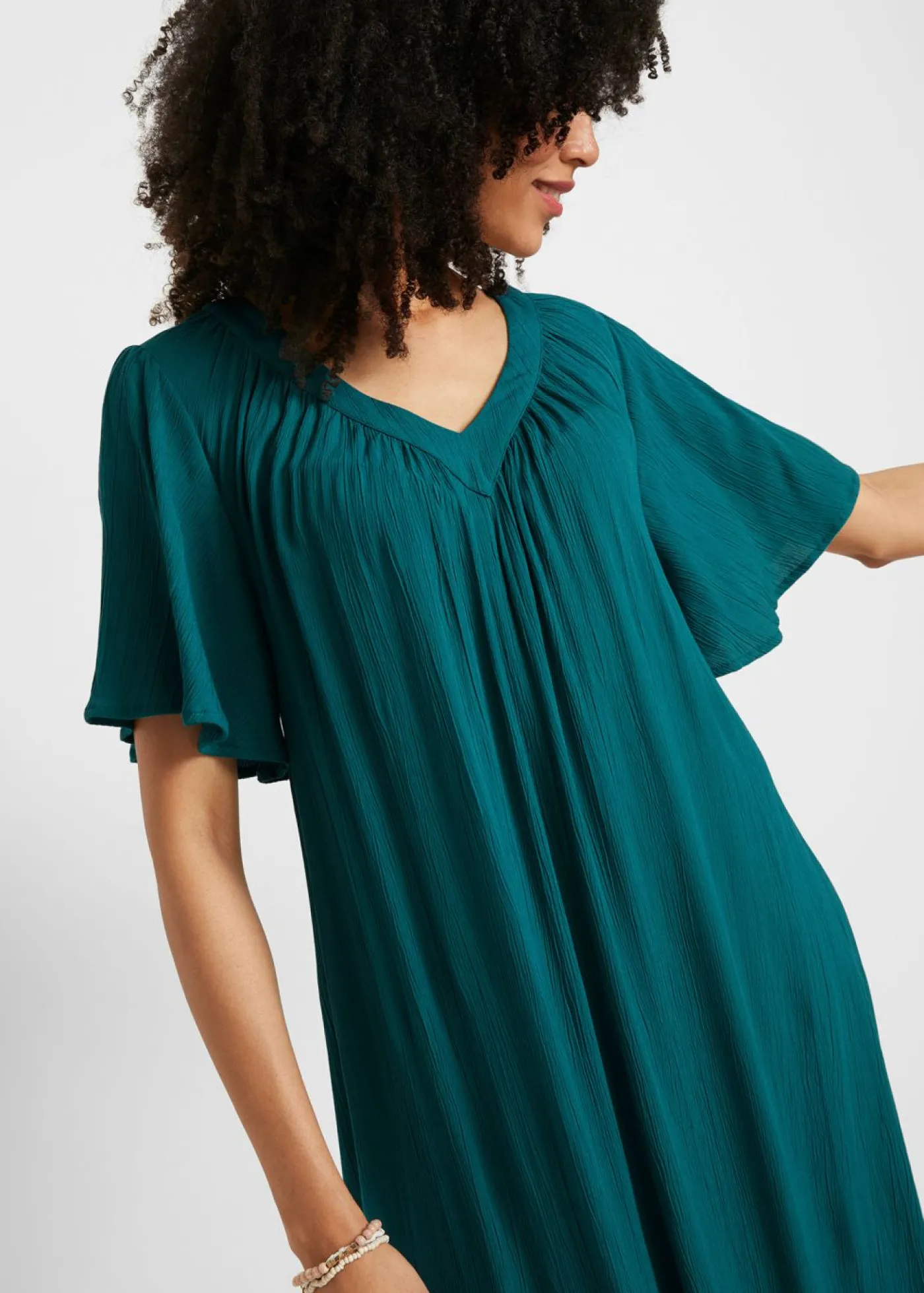 bonprix bonprix Vestido tipo caftán en tejido de crepé Azul petróleo Hot