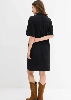 bonprix bonprix Vestido tipo polo de neopreno suave Negro Hot