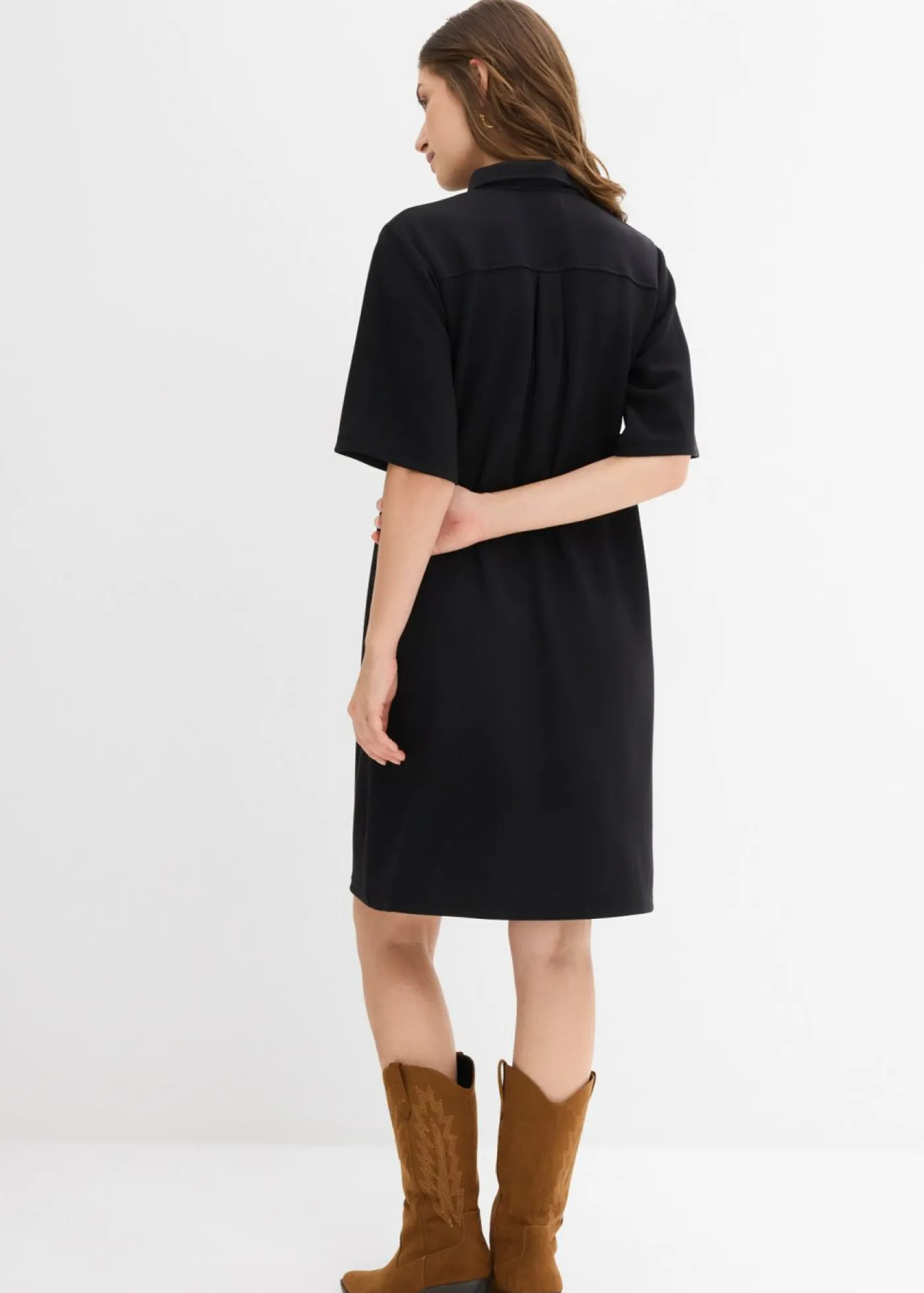 bonprix bonprix Vestido tipo polo de neopreno suave Negro Hot