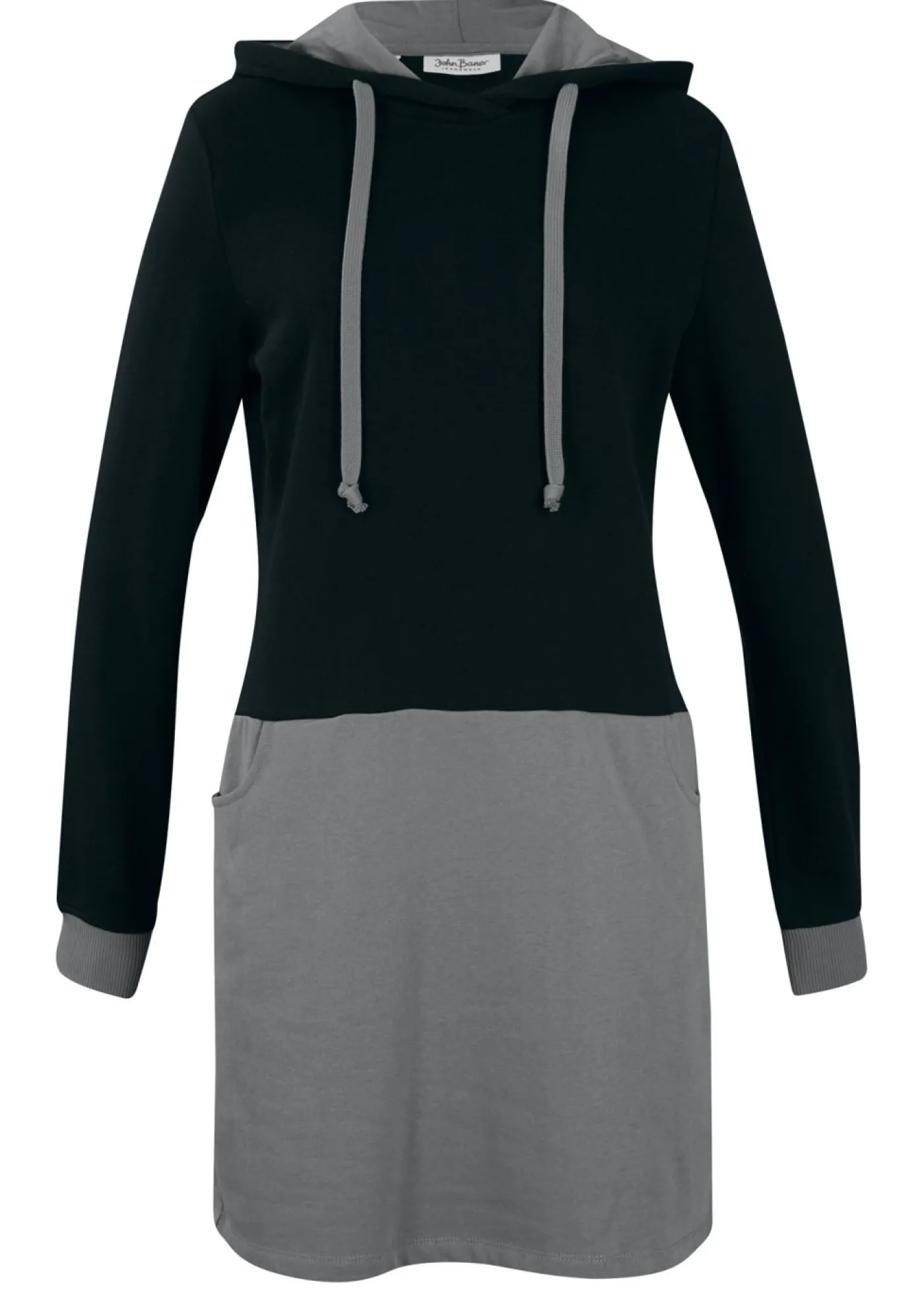 bonprix bonprix Vestido tipo sudadera Gris-negro