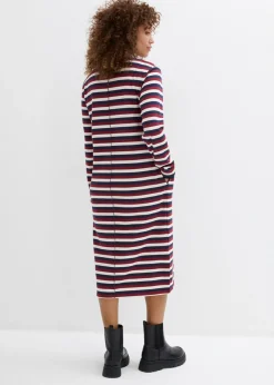 bonprix bonprix Vestido tipo sudadera Rojo rubí/blanco perla/azul marino con rayas Outlet
