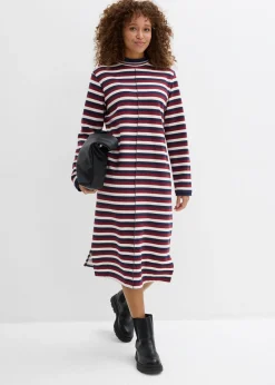 bonprix bonprix Vestido tipo sudadera Rojo rubí/blanco perla/azul marino con rayas Outlet