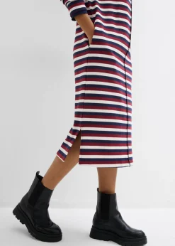 bonprix bonprix Vestido tipo sudadera Rojo rubí/blanco perla/azul marino con rayas Outlet