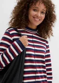 bonprix bonprix Vestido tipo sudadera Rojo rubí/blanco perla/azul marino con rayas Outlet