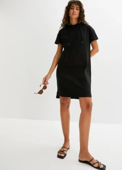 bonprix bonprix Vestido tipo sudadera con capucha Negro Clearance