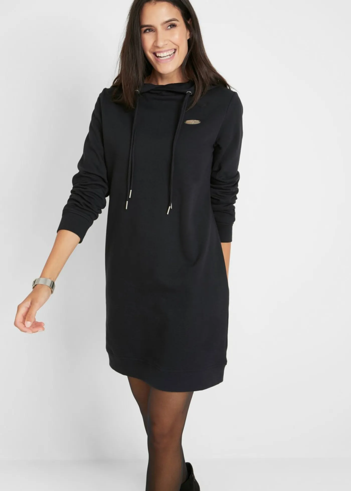 bonprix bonprix Vestido tipo sudadera con capucha Negro Best