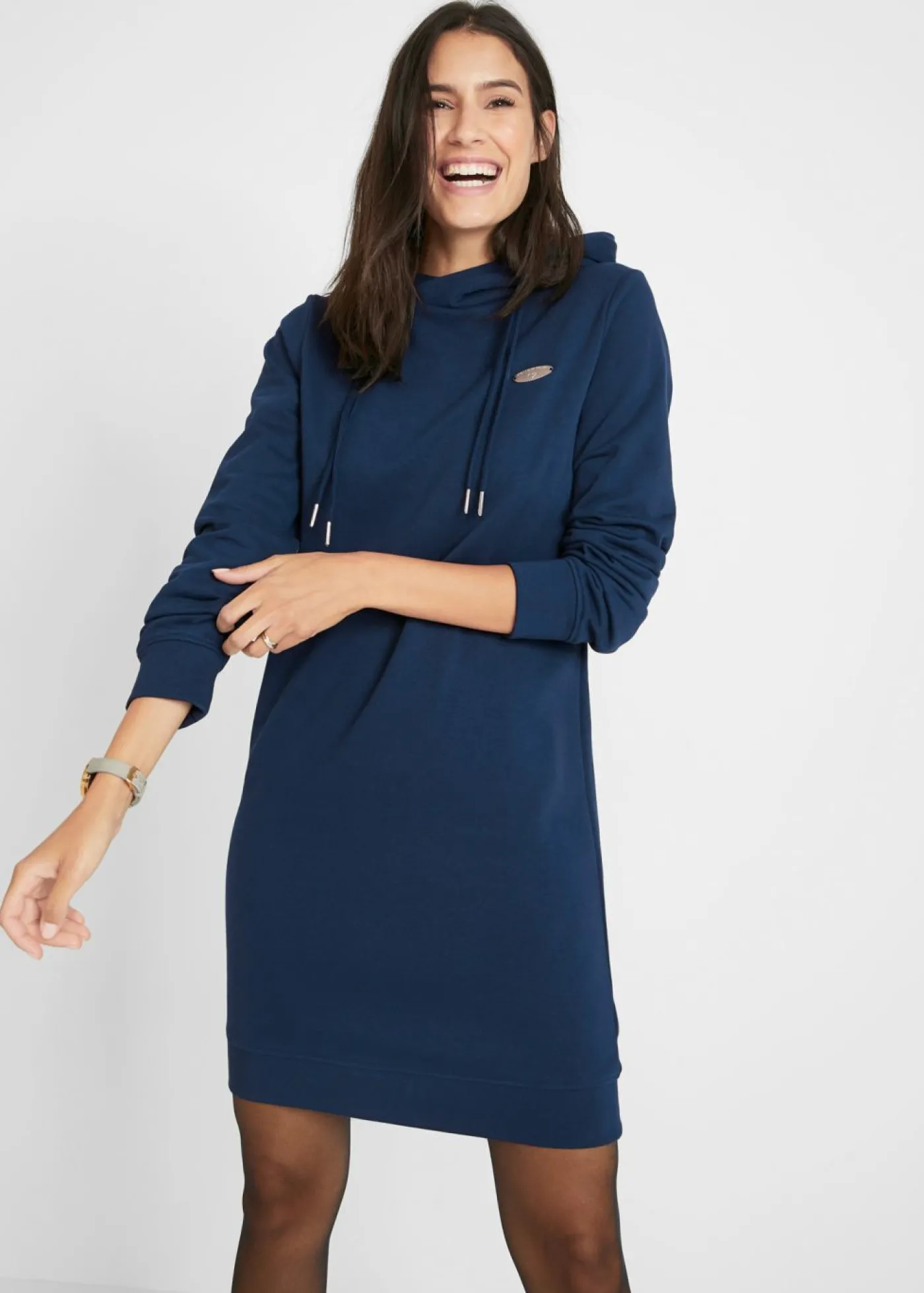 bonprix bonprix Vestido tipo sudadera con capucha Azul oscuro Best