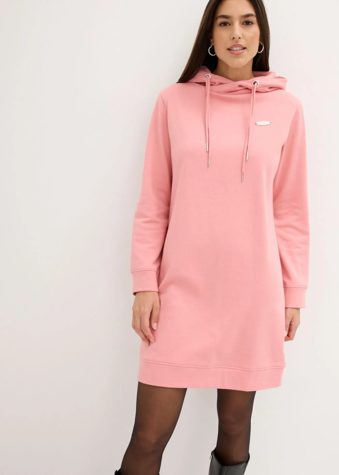 bonprix bonprix Vestido tipo sudadera con capucha Rosa ahumado