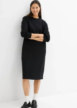 bonprix bonprix Vestido tipo sudadera con mangas abullonadas Negro Outlet