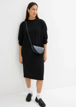 bonprix bonprix Vestido tipo sudadera con mangas abullonadas Negro Outlet