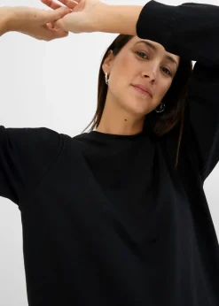 bonprix bonprix Vestido tipo sudadera con mangas abullonadas Negro Outlet