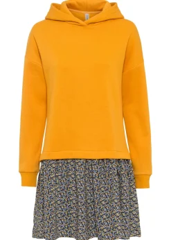 bonprix bonprix Vestido tipo sudadera con aspecto 2 en 1 Amarillo-azul