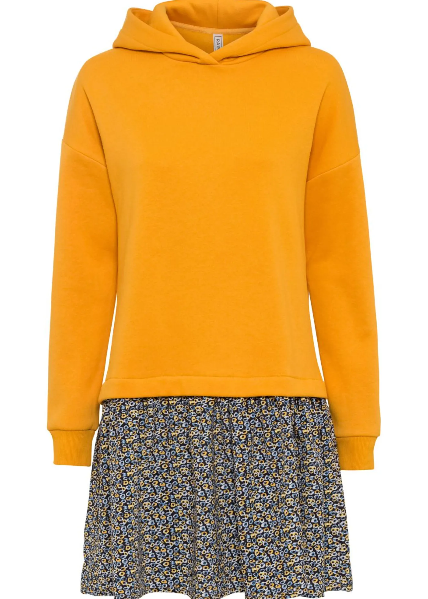 bonprix bonprix Vestido tipo sudadera con aspecto 2 en 1 Amarillo-azul