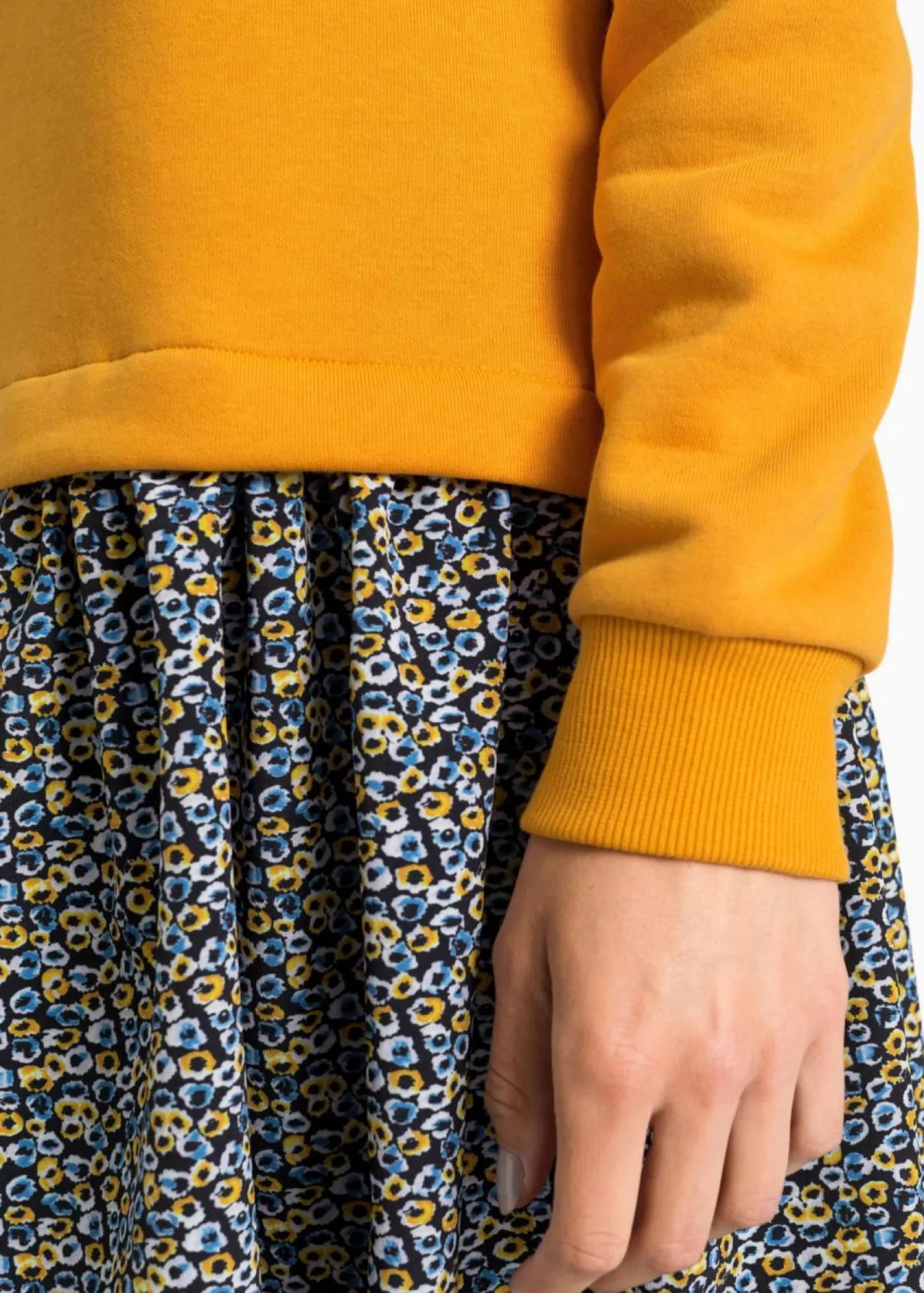 bonprix bonprix Vestido tipo sudadera con aspecto 2 en 1 Amarillo-azul