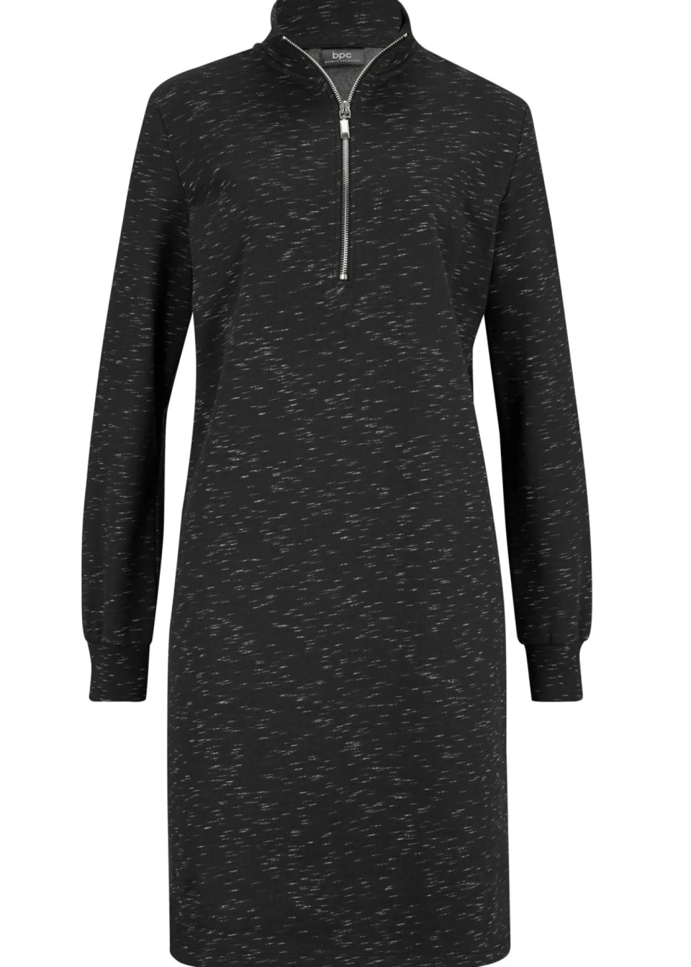 bonprix bonprix Vestido tipo sudadera con cuello troyer Negro New
