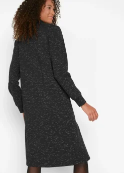 bonprix bonprix Vestido tipo sudadera con cuello troyer Negro New
