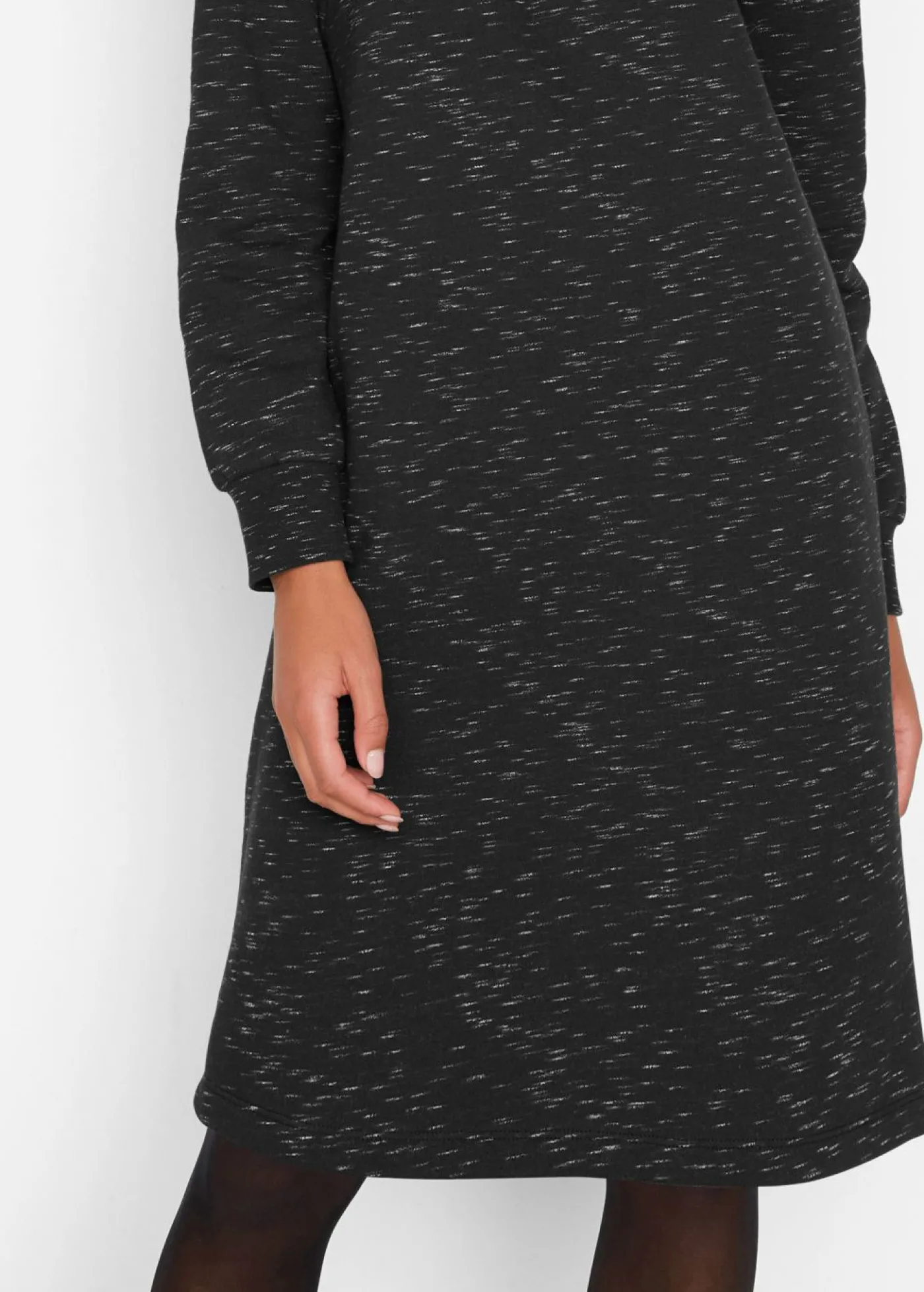 bonprix bonprix Vestido tipo sudadera con cuello troyer Negro New