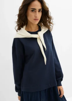 bonprix bonprix Vestido tipo sudadera con falda Azul marino Sale