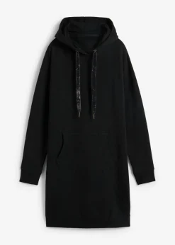 bonprix bonprix Vestido tipo sudadera de algodón puro Negro