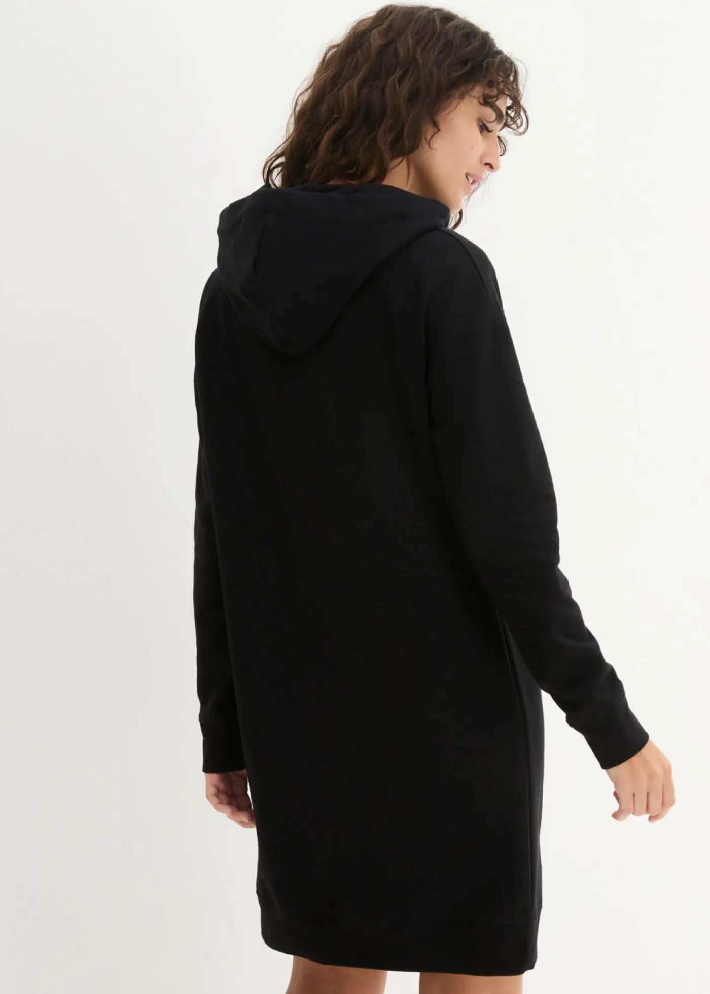 bonprix bonprix Vestido tipo sudadera de algodón puro Negro