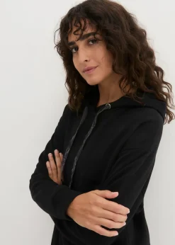 bonprix bonprix Vestido tipo sudadera de algodón puro Negro