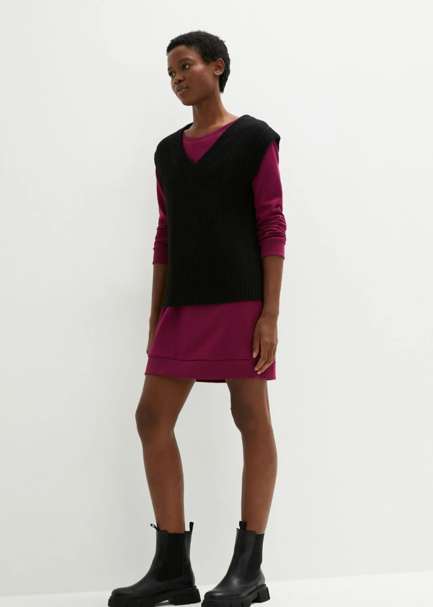 bonprix bonprix Vestido tipo sudadera de felpa suave Baya Discount