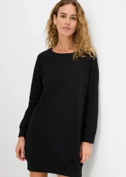 bonprix bonprix Vestido tipo sudadera de felpa suave Negro