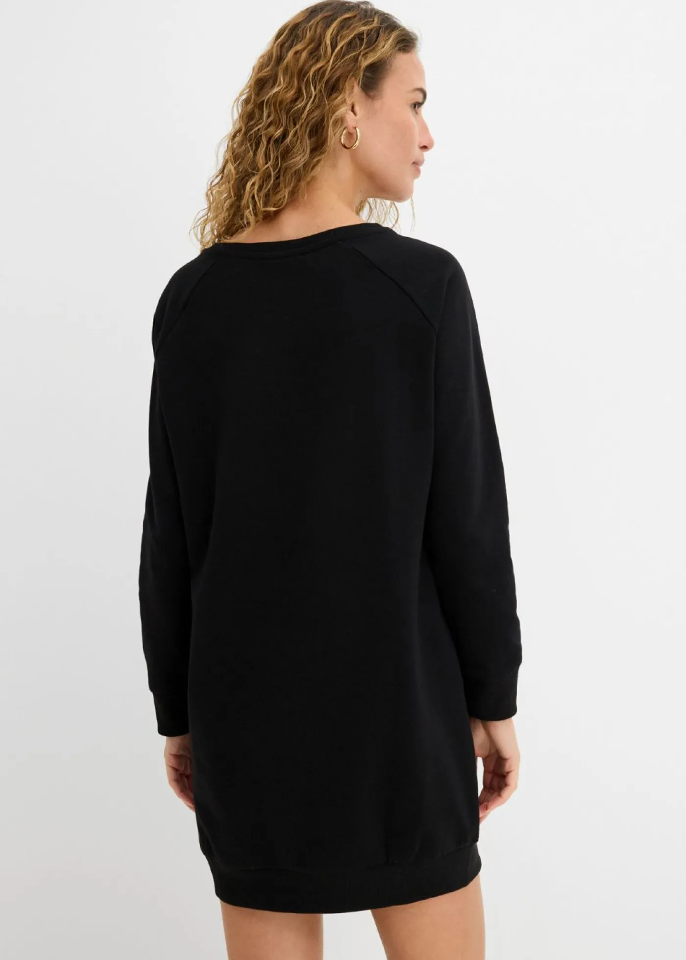 bonprix bonprix Vestido tipo sudadera de felpa suave Negro