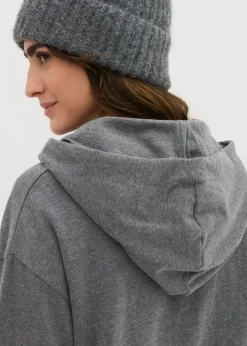 bonprix bonprix Vestido tipo sudadera de algodón puro Gris jaspeado Discount