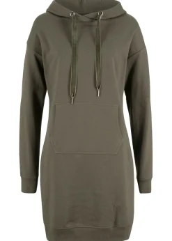 bonprix bonprix Vestido tipo sudadera de algodón puro Verde oliva oscuro Best
